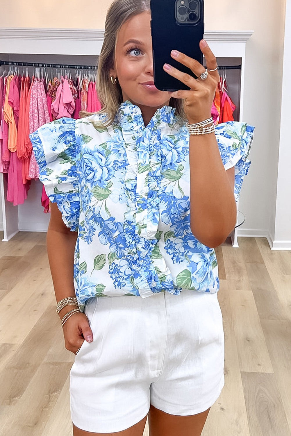Frilly Floral Button-Up