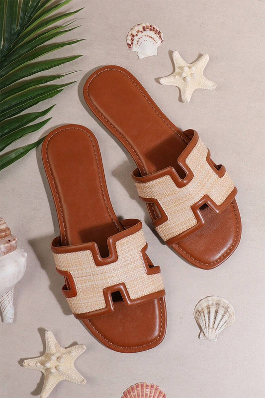 Raffia Open Toe Slides