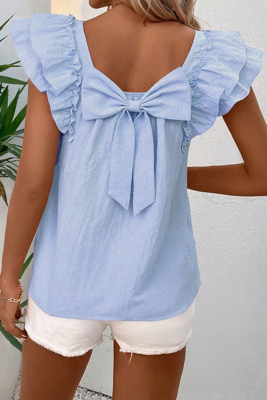Bow Back Textured Blouse
