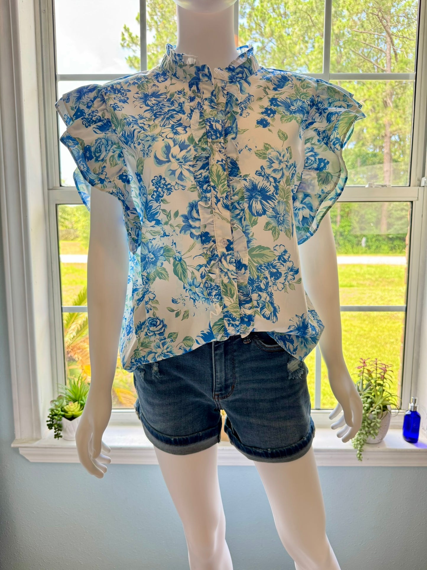 Frilly Floral Button-Up