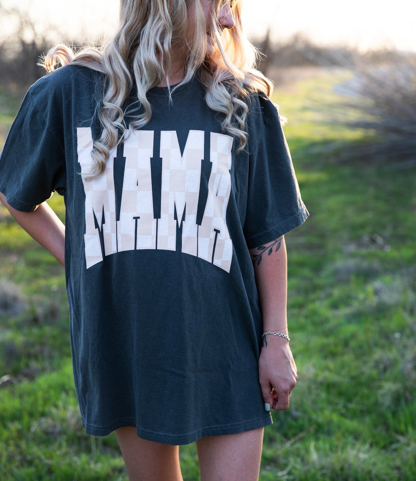 Mama Checkered Graphic Tee